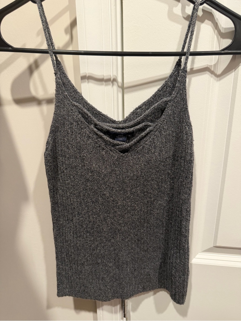 American Eagle Outfitters Dark Charcoal Ribbed V-Neck Cami